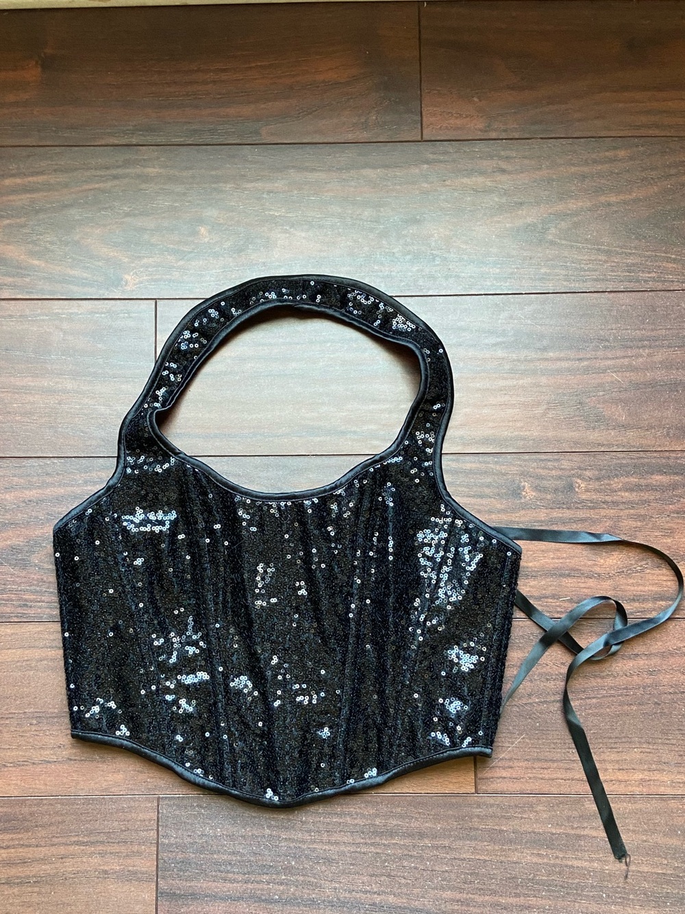 BLACK SEQUIN CORSET M